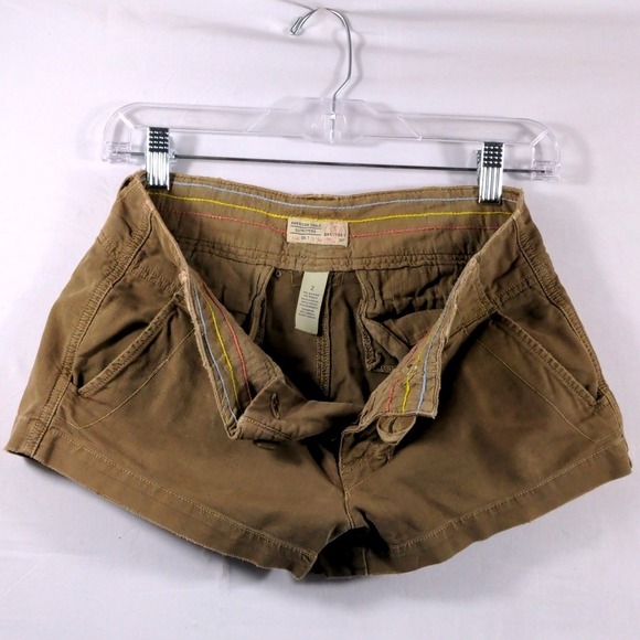 Vtg American Eagle Womens 2 Cargo Shorts Cotton Khaki Brown Low Rise Utility Y2K - Picture 9 of 14